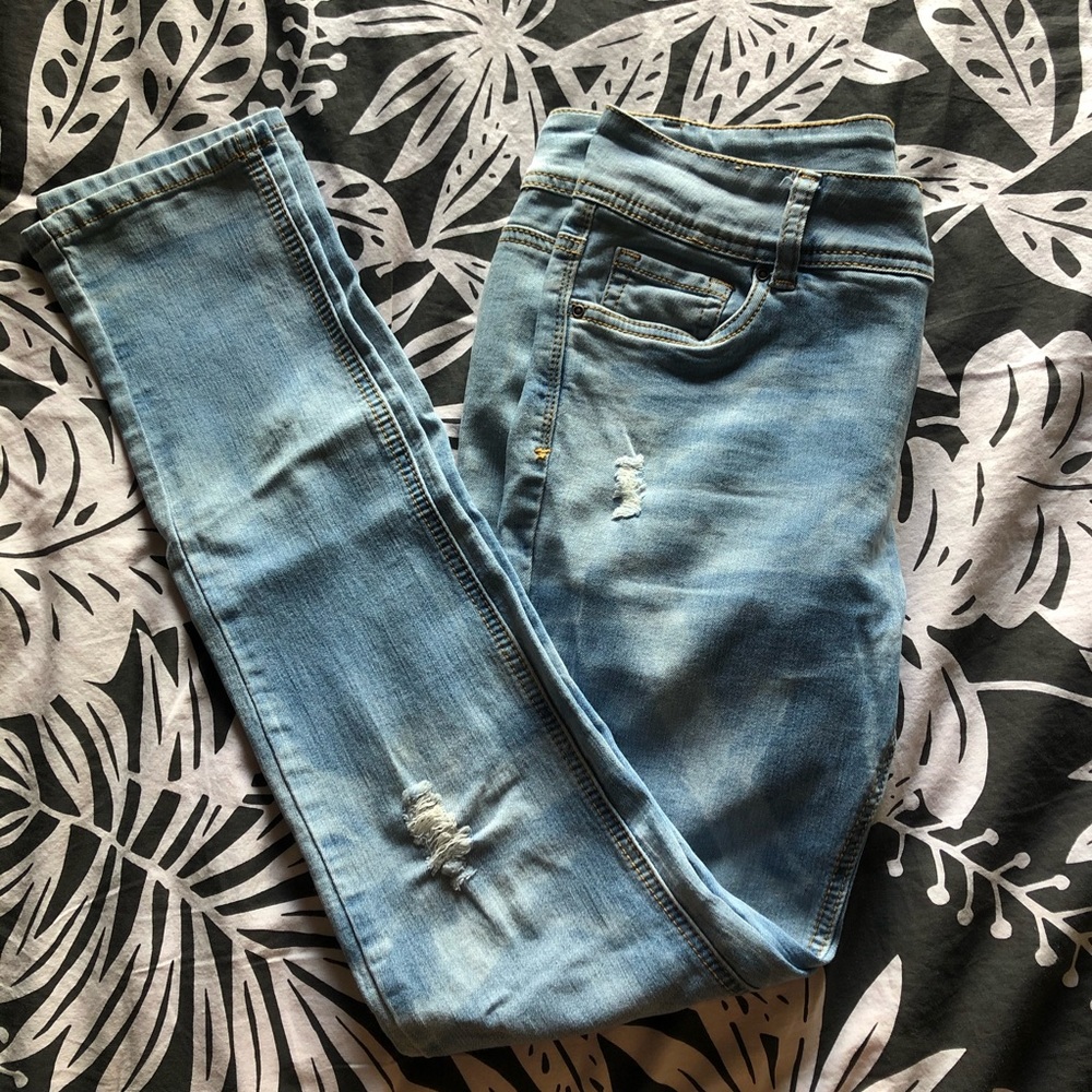 lightwash distressed denim